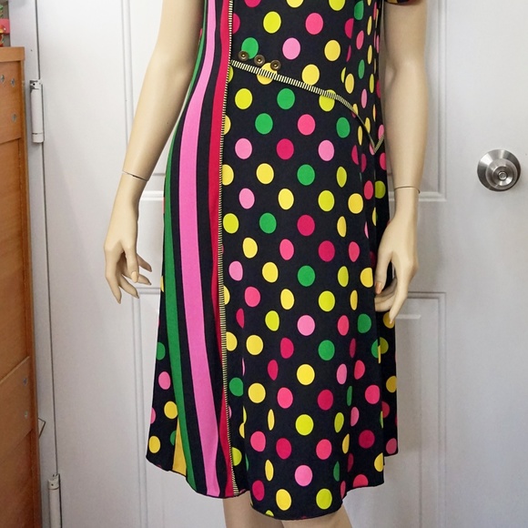 PARTY DOTTED DRESS COLORFUL STRETCH EUROPEAN - Picture 3 of 8
